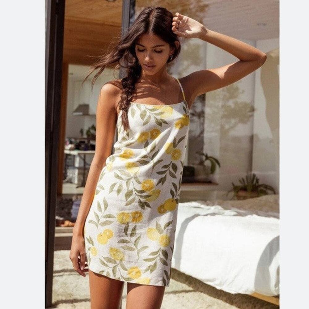 Z SUPPLY Raelyn Citrus Linen Mini Tank Dress - M